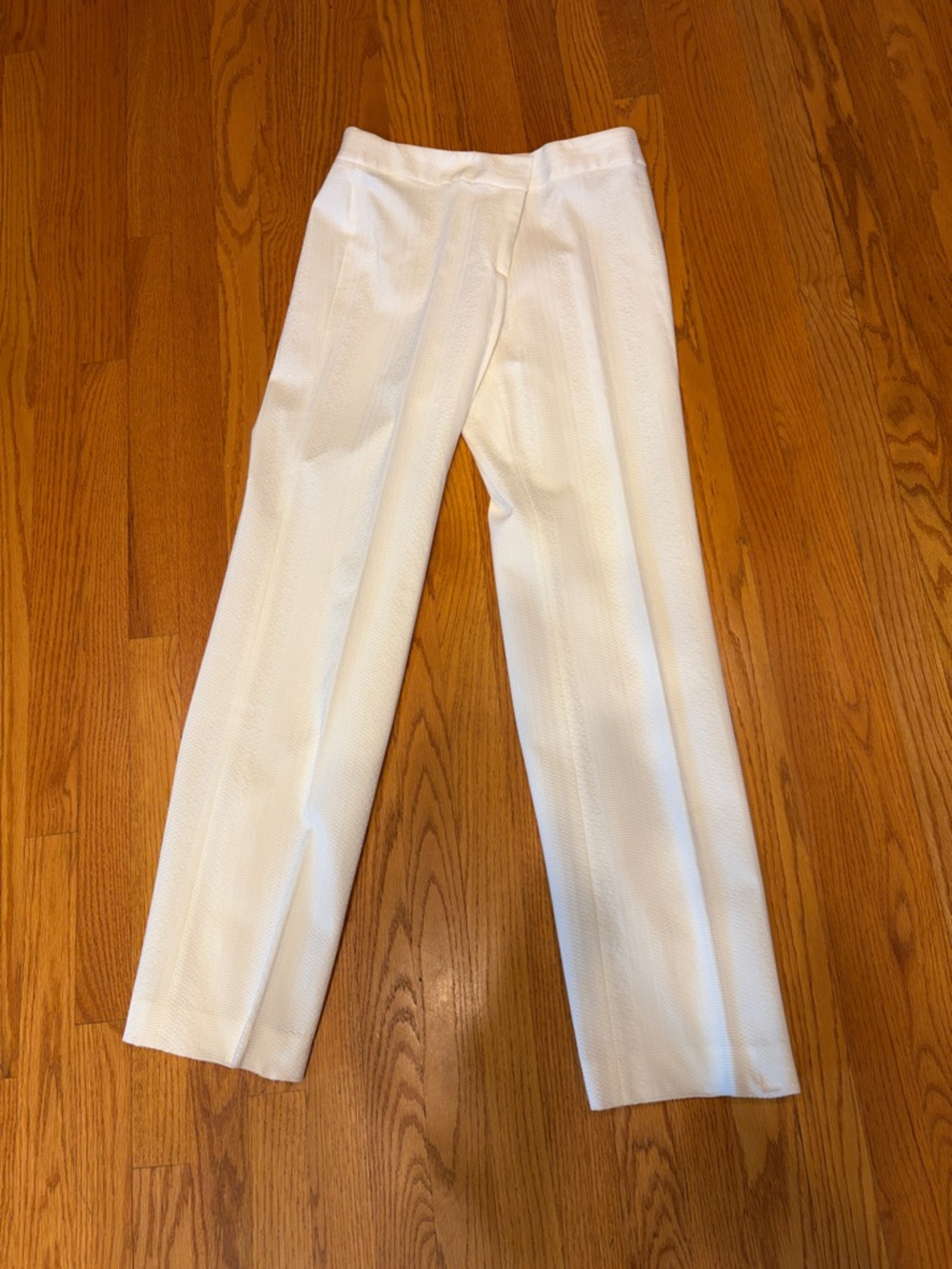 Elie Tahari White Textured Trousers